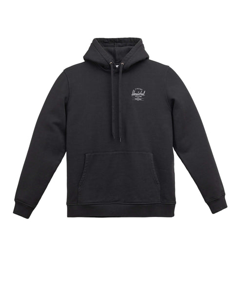 Herschel | Basic, Logo Baskılı Erkek Pamuk Kapüşonlu Sweatshirt, Ribana Kol ve Etek Ucu, Önü Cepli