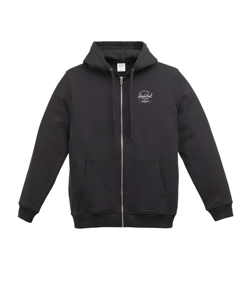 Herschel | Basic, Logo Baskılı Erkek Pamuk Fermuarlı, Kapüşonlu Sweatshirt, Ribana Kol ve Etek Ucu