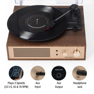 Crosley Miles Bluetooth Bağlantılı Vintage Görünümlü Plak Çalar, Pikap