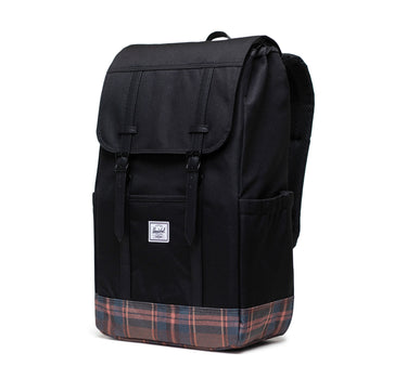 Herschel Retreat 15"/16" Inc Uyumlu Mıknatıslı Kapama Sırt Çantası 23L Siyah-Gri Ekoseli