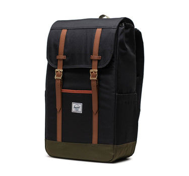 Herschel Retreat 15"/16" Inc Uyumlu Mıknatıslı Kapama Sırt Çantası 23L Siyah-Yeşil