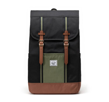 Herschel Retreat 15"/16" Inc Uyumlu Mıknatıslı Kapama Sırt Çantası 23L Siyah-Yeşil-Bej