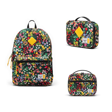 Herschel X LEGO Heritage Çocuk Renkli Sırt Çantası + Beslenme Çantası + Kalemlik - Çiçek Desenli
